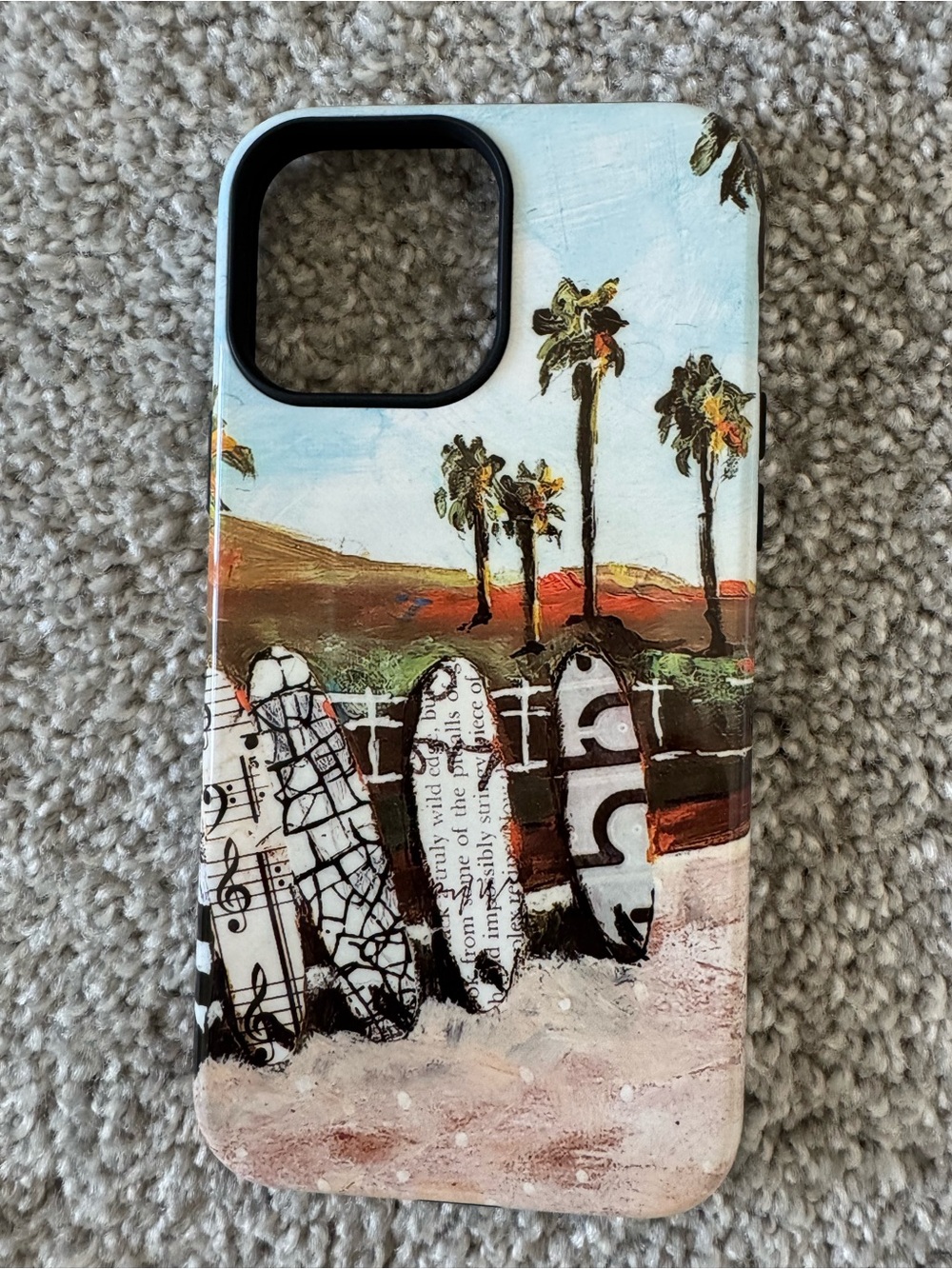 Decorative Surfboard Art iPhone 15 Pro Max Case - Blue & Multicolor